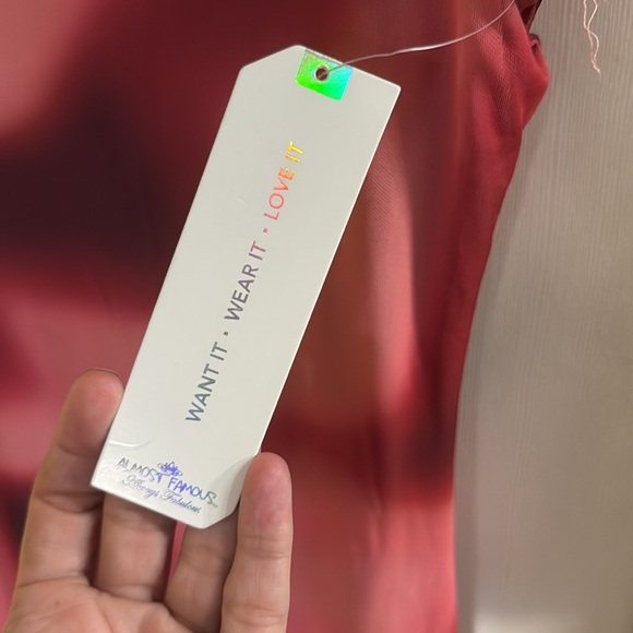 Juniors' Almost Famous Pink Short Sleeve Mesh Funnel Neck Maxi Dress 90s Size XL - Picture 4 of 8